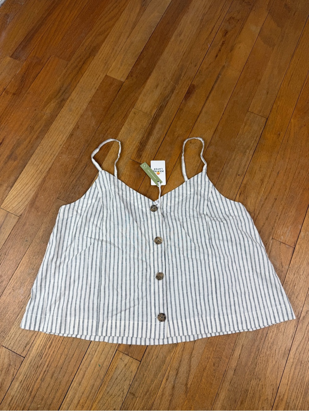 NWT Hemp blend Marine Layer Striped Button-Front Cami Top Size large